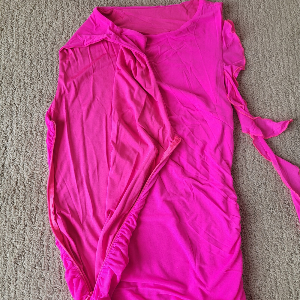 Women’s Sleeveless Ruffle Mini Bodycon Dress – Hot Pink – Size XL – NWOT - Picture 5 of 13